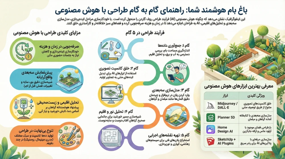ینفوگرافیک روف گاردن با هوش مصنوعی